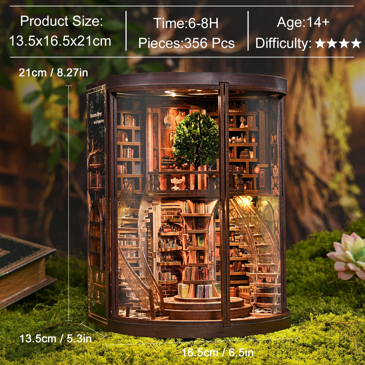 KaayeeWood Wisdom Rings centerpiece nestled among miniature books.