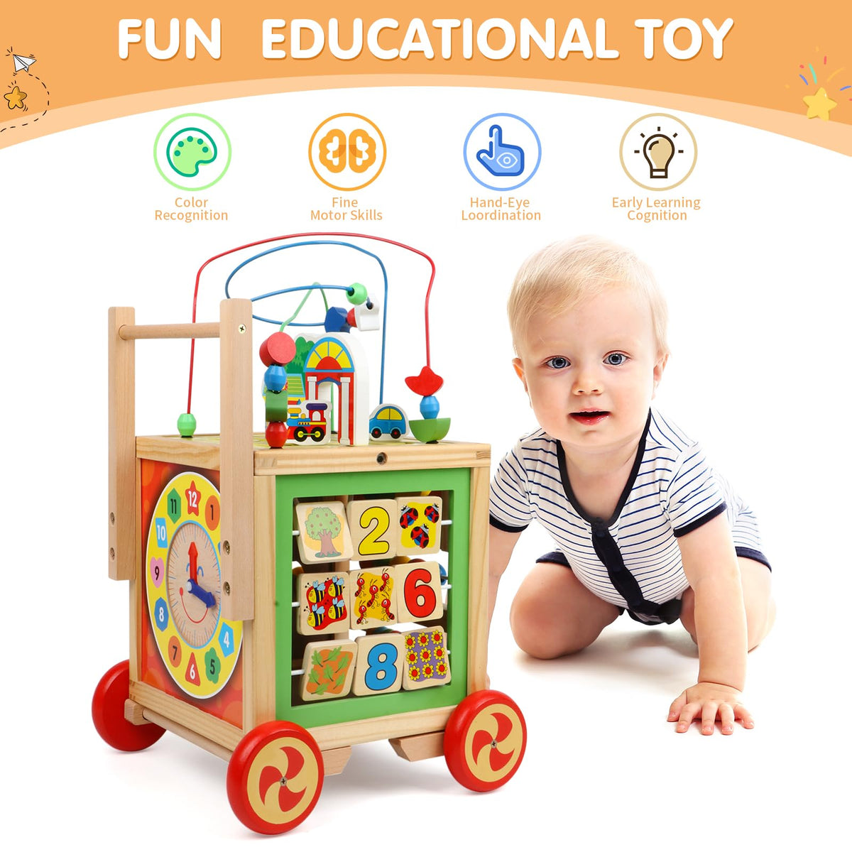 KABENFIS wooden activity cube abacus blocks encourage counting and focus