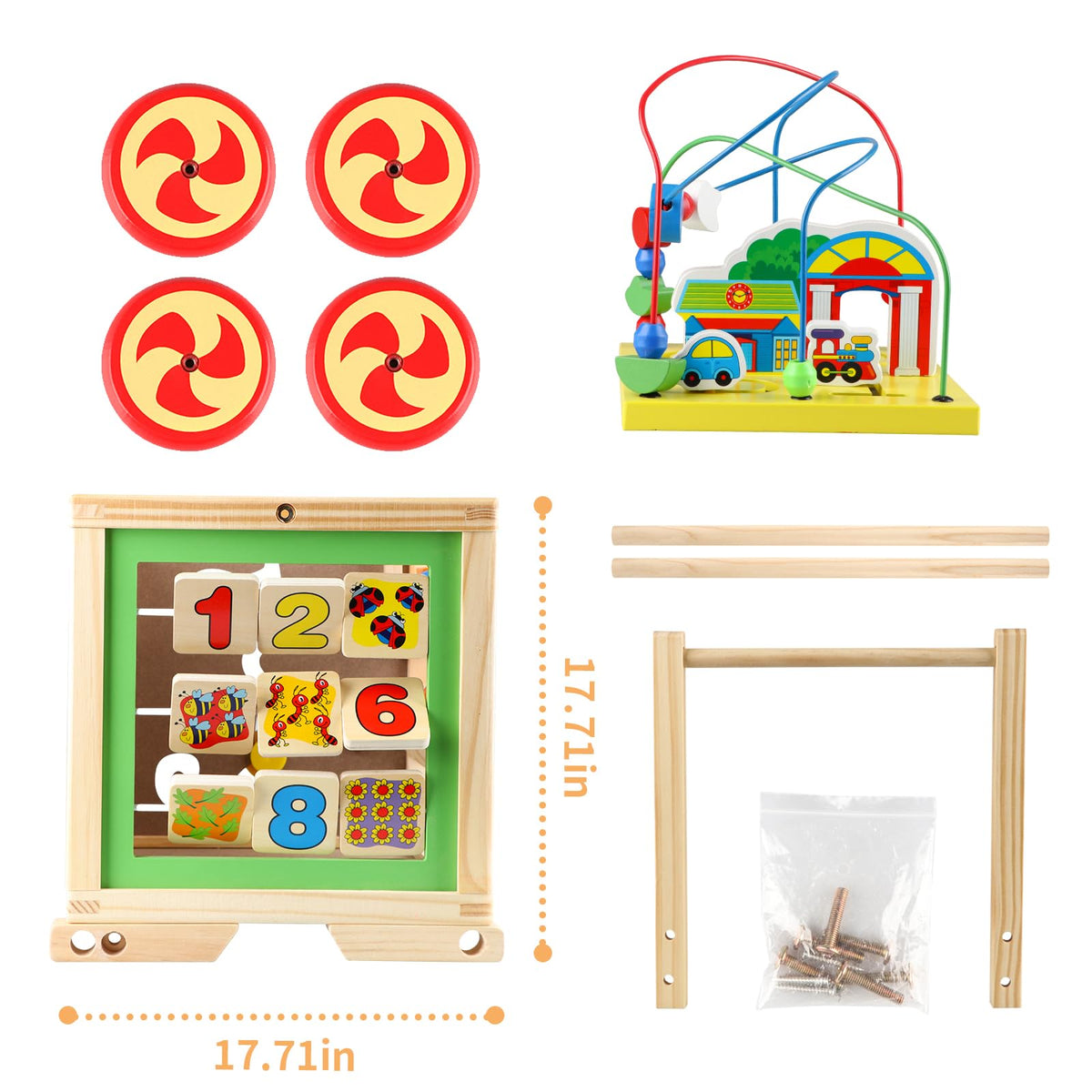 KABENFIS wooden activity cube smooth edges ensure safe, comfy play