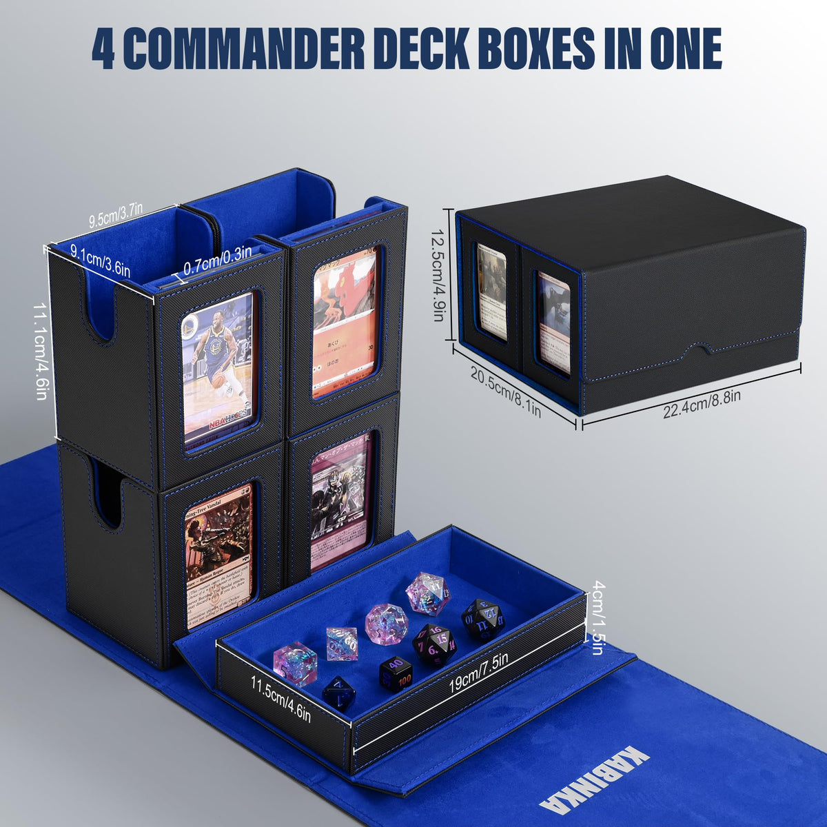 Kabinka four card dividers help classify and organize your collection.