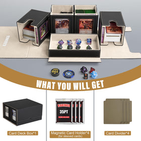 Kabinka Card Deck Box supports 100 double-sleeved decks for protection.