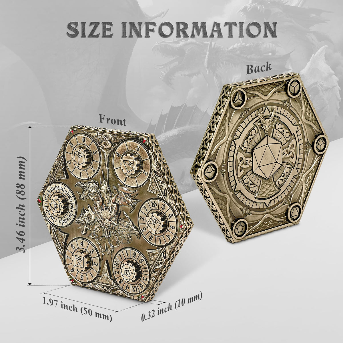 Kabinka metal dice Celtic pattern detail for durable tabletop use
