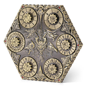 Kabinka bronze DND dice set close-up highlighting 7-in-1 spin-dial