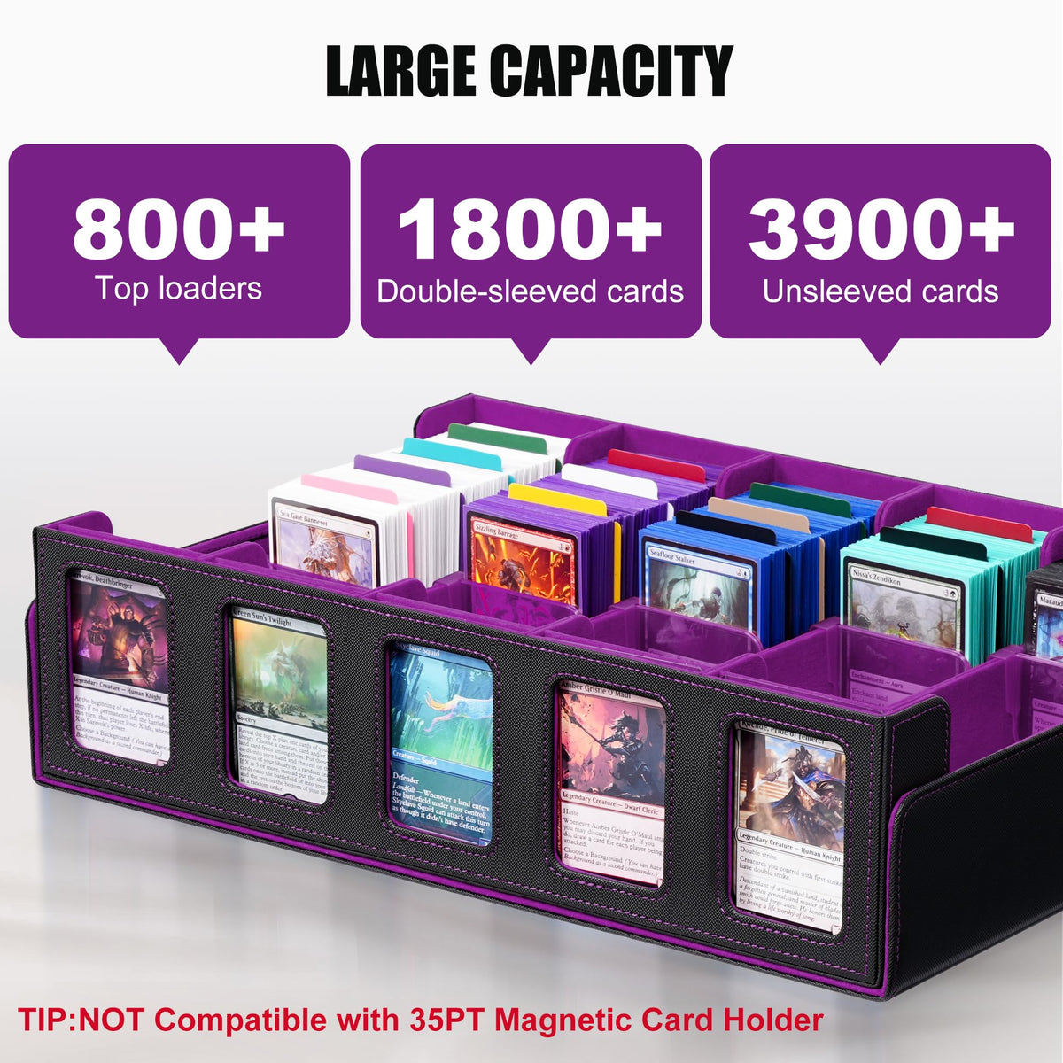 Kabinka trading card storage box commander display windows for fast card identification.