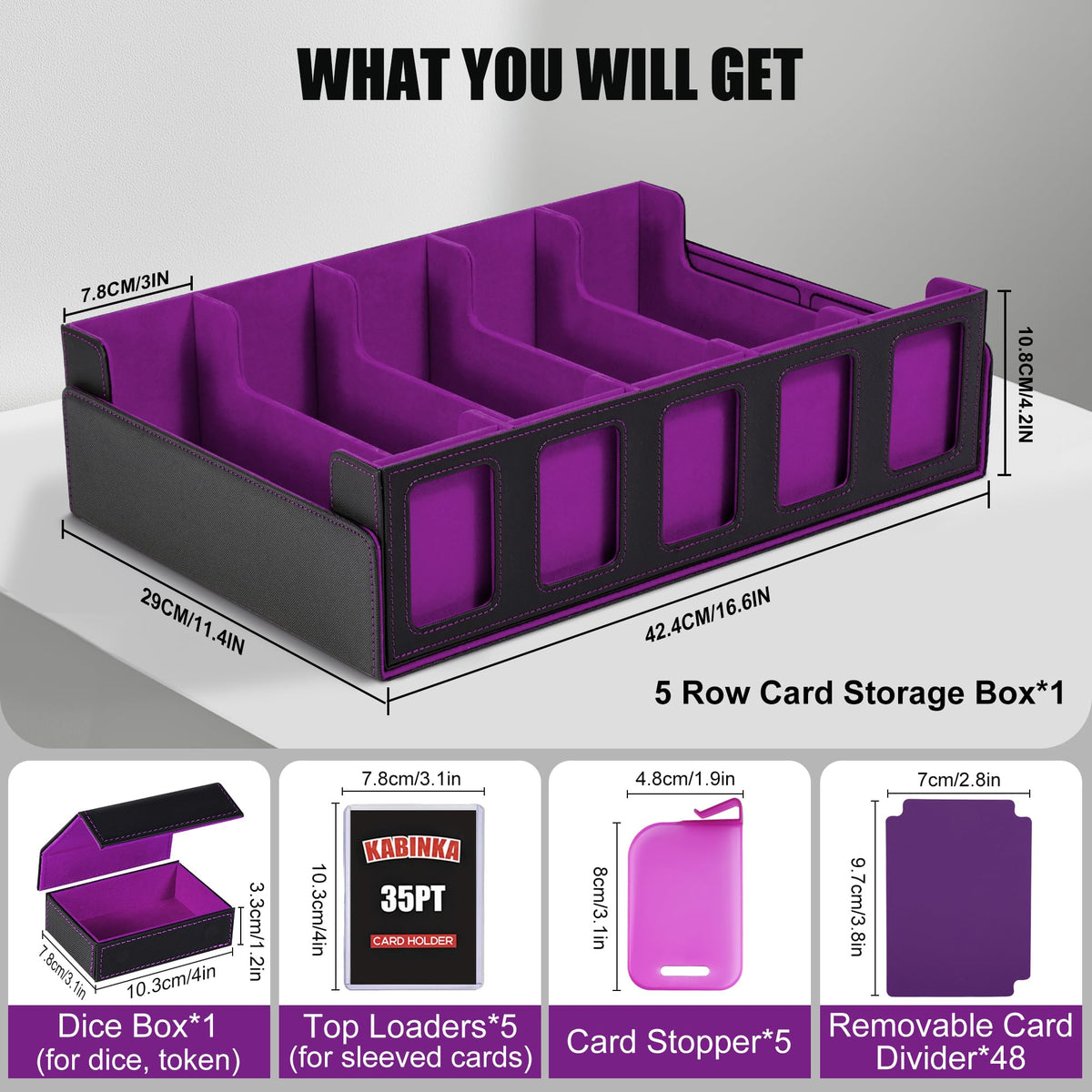 Kabinka trading card storage box magnetic lid demonstrates secure closure and space-saving setup.