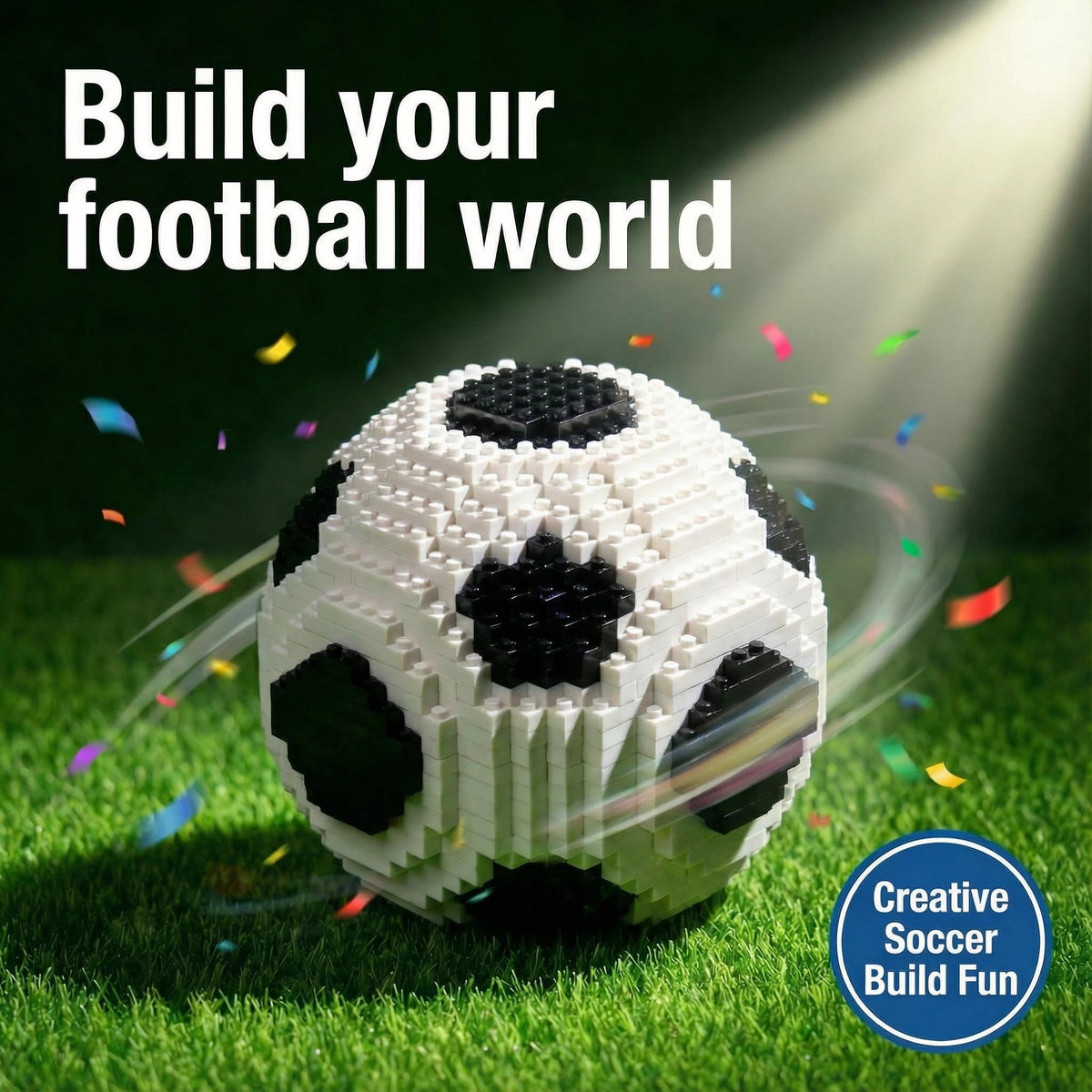 Kadablk soccer block set base plate close-up shows realistic field presentation
