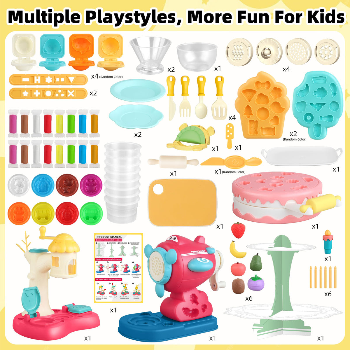 Kaelinda playdough kit with a tray keeps pieces organized for easy play