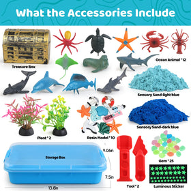 Kaelinda Ocean Sensory Bin building scene to spark creativity