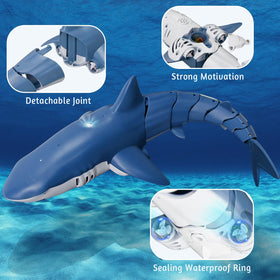 Kafuzi RC shark toy water spray with lights for dramatic play