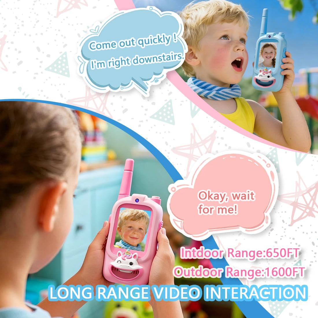 Kahopy walkie talkies front view showing compact design and easy grip.