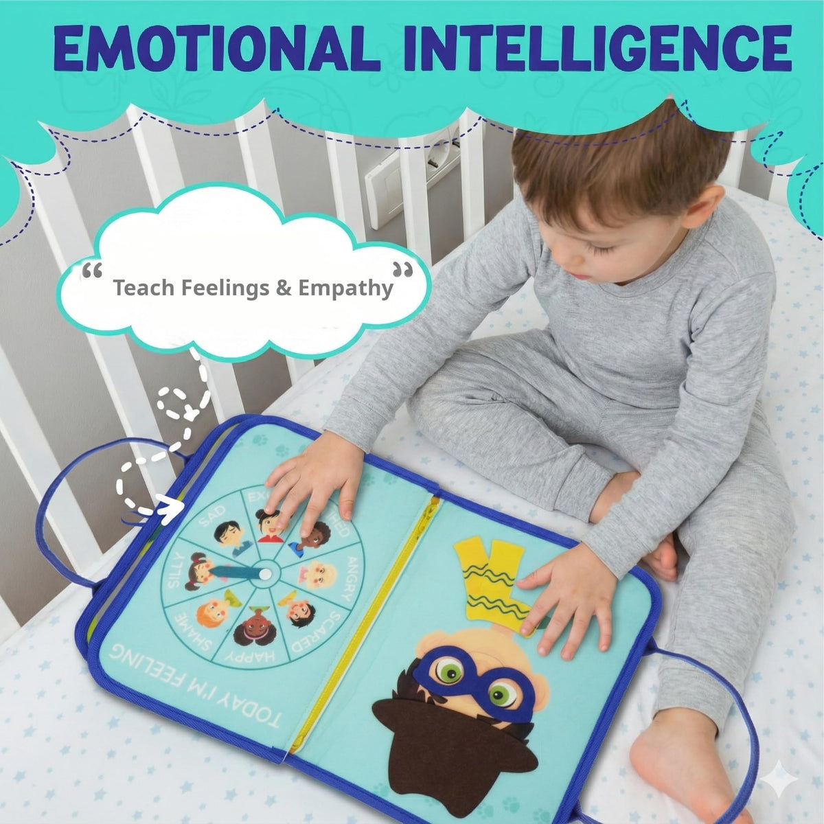 KAHOUETT Busy Board emotions wheel for recognizing feelings during quiet car rides