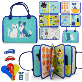 KAHOUETT Montessori Busy Board Book cover page for calm, screen free travel play