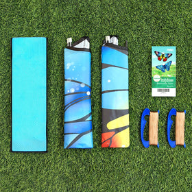 Kaiciuss blue butterfly kite, ideal for breezy beach days.