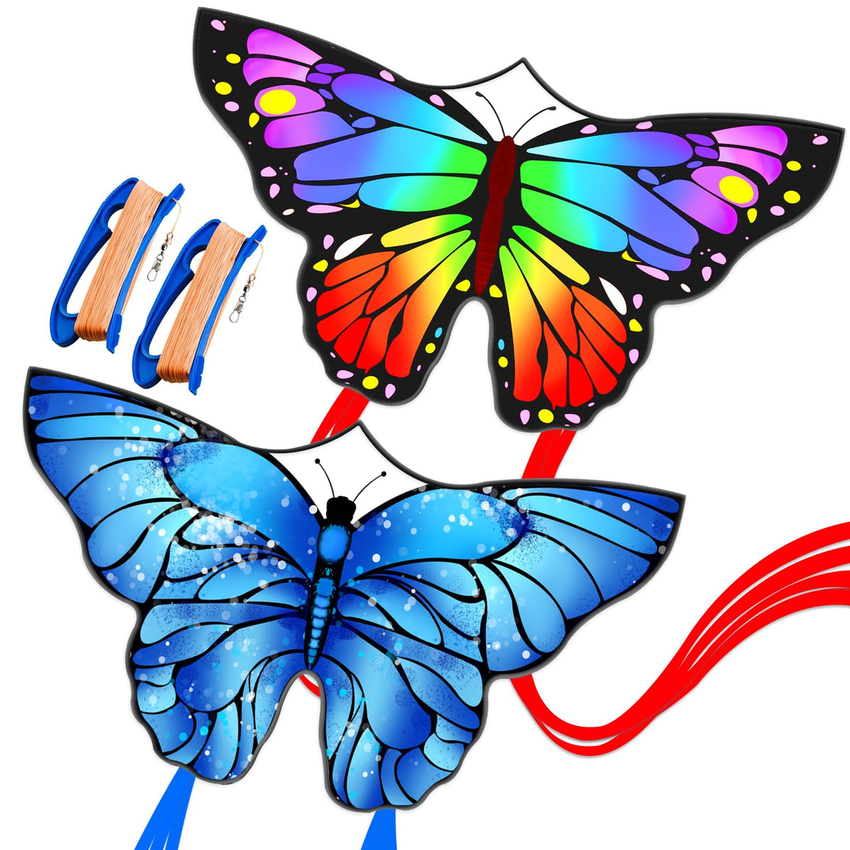 Kaiciuss rainbow butterfly kite, easy launch for kids and families.