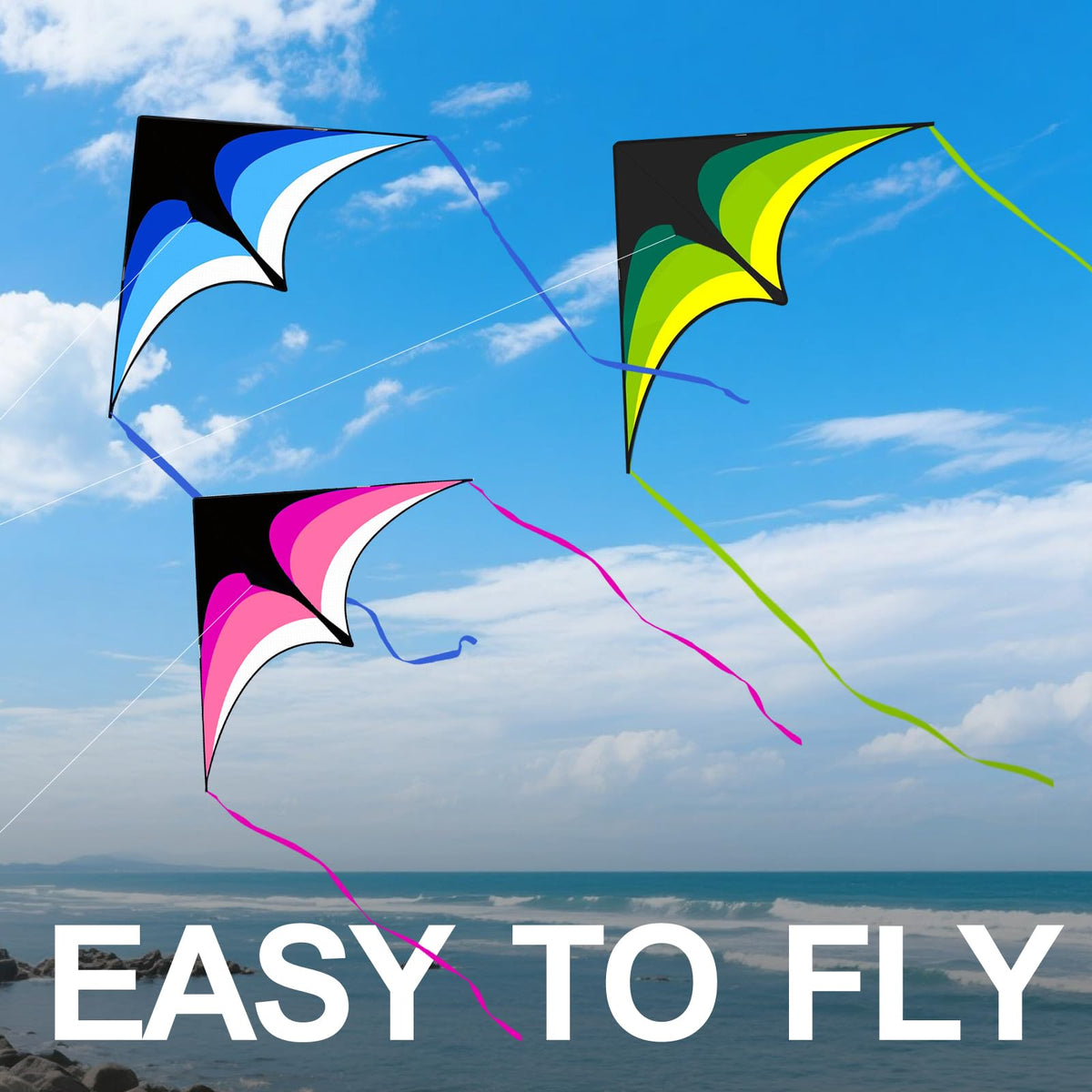 Kaiciuss delta kite blue 63-inch ideal for beginners to learn quickly