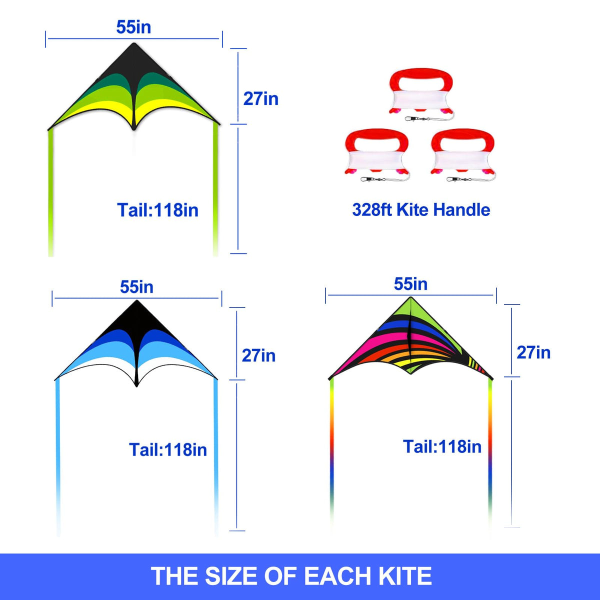 Kaiciuss delta kite set uses 210T nylon fabric for durability