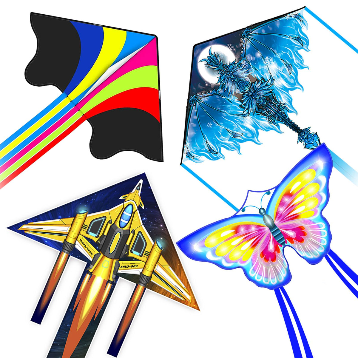 Kaiciuss four-pack kite set ready for family outdoor fun and easy flight