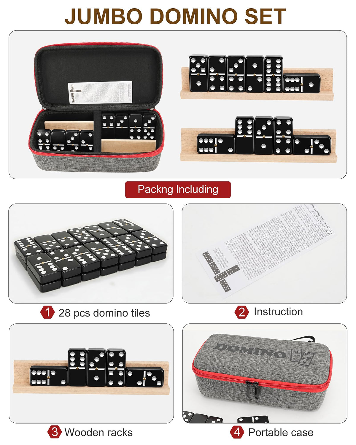 KAILE double-6 domino set in portable case for travel