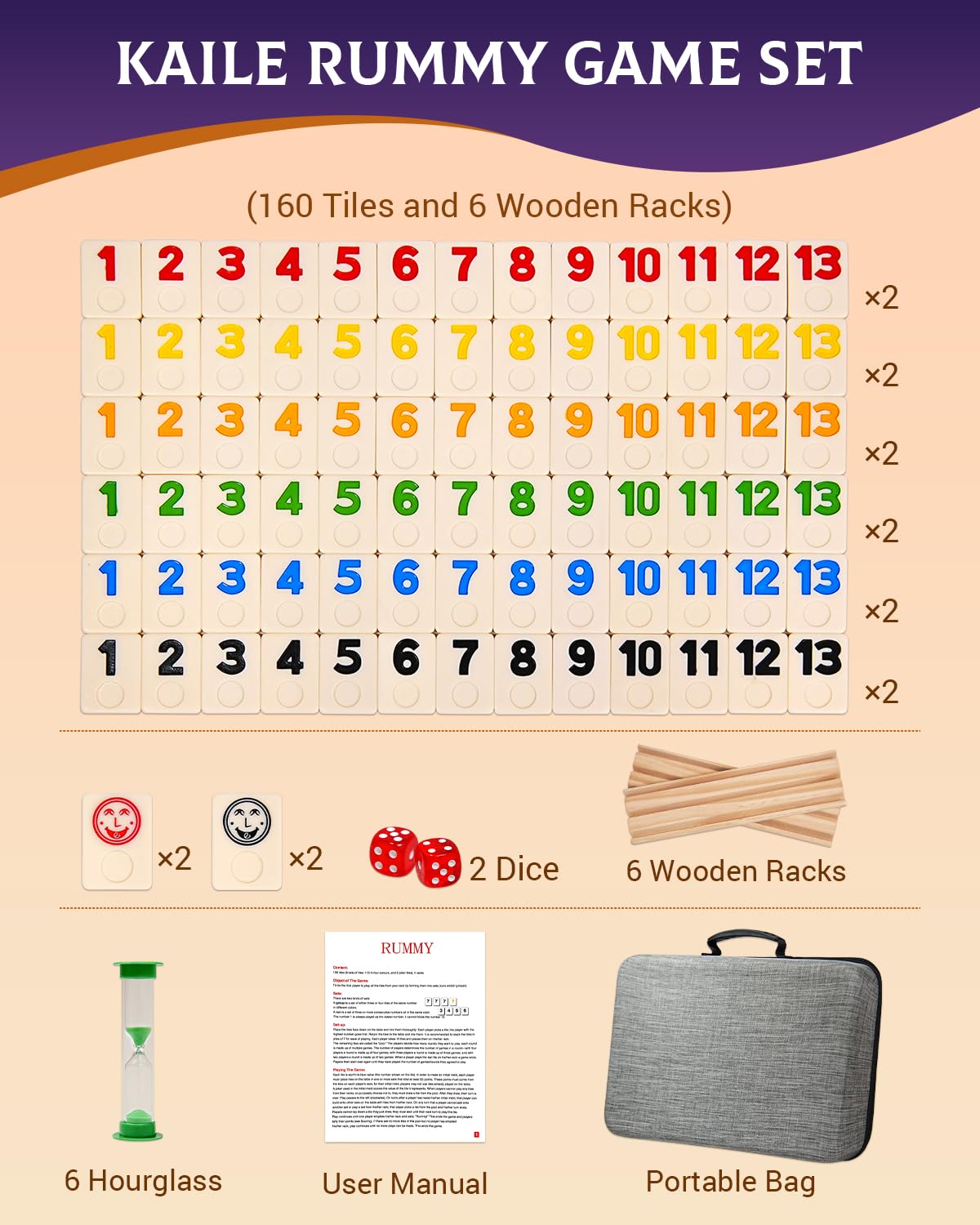 KAILE Rummy Cube wooden racks organize tiles during play