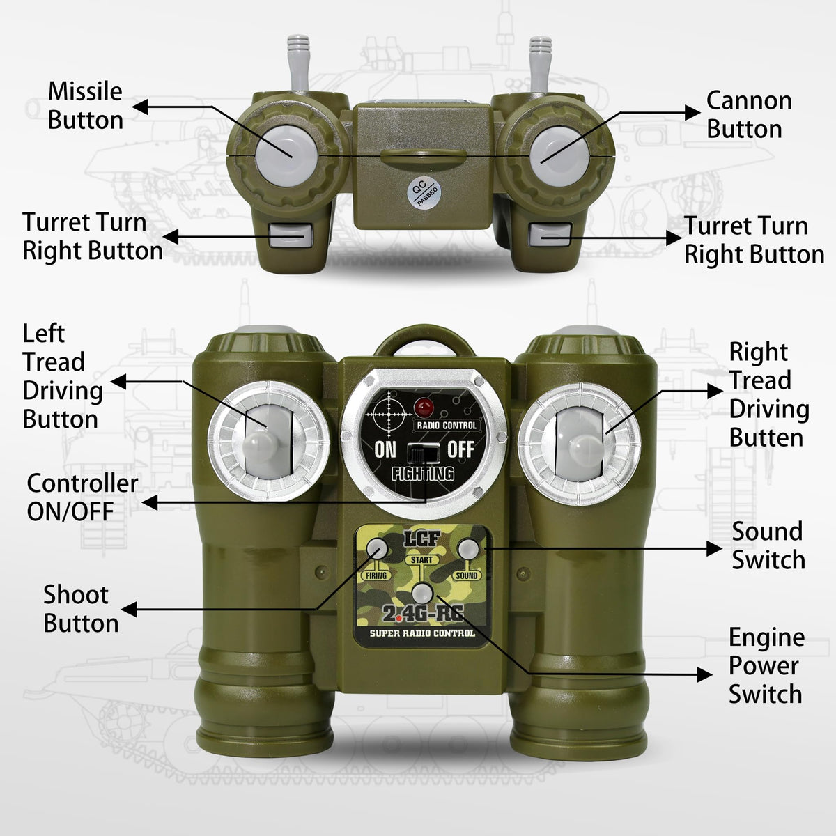 KAIM Ger Leopard II RC Tank remote control setup supports easy play