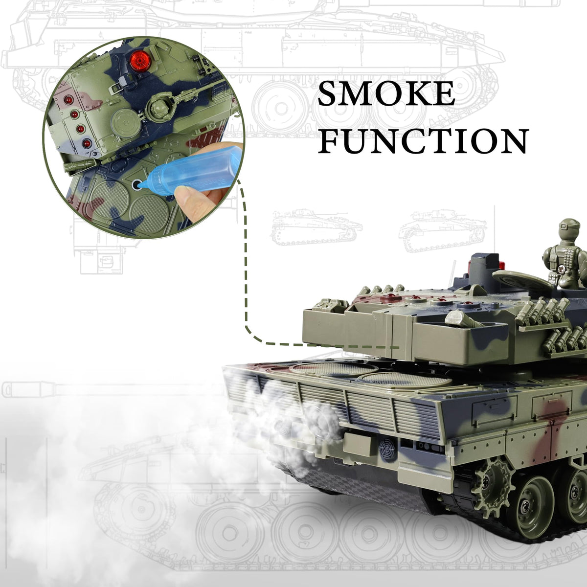 KAIM Ger Leopard II RC Tank turret rotate demonstrates wide turning range