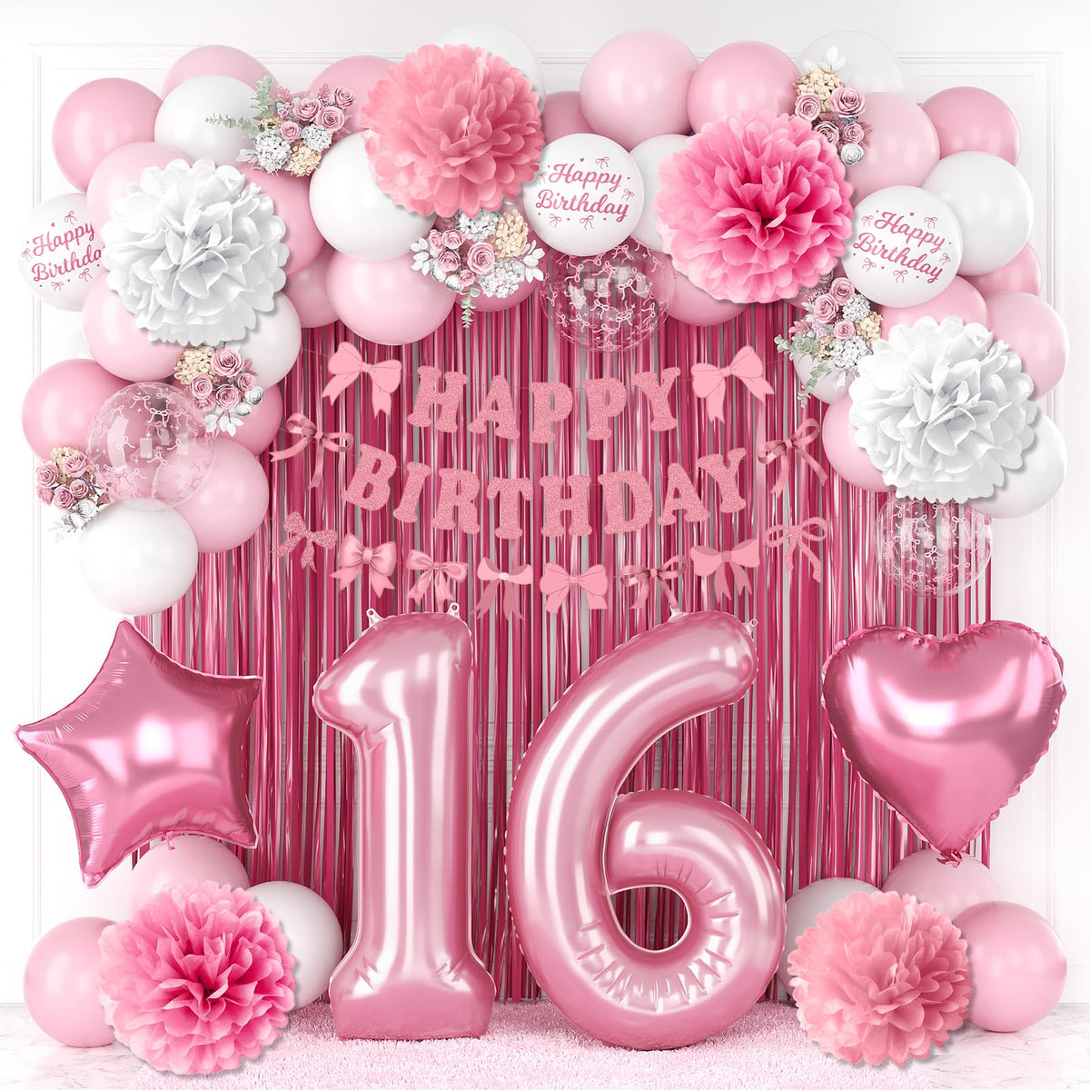 KAINSY pearl pink 16th number balloon boosts milestone photos