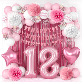 KAINSY pink 18th birthday number balloon for elegant milestone photos.