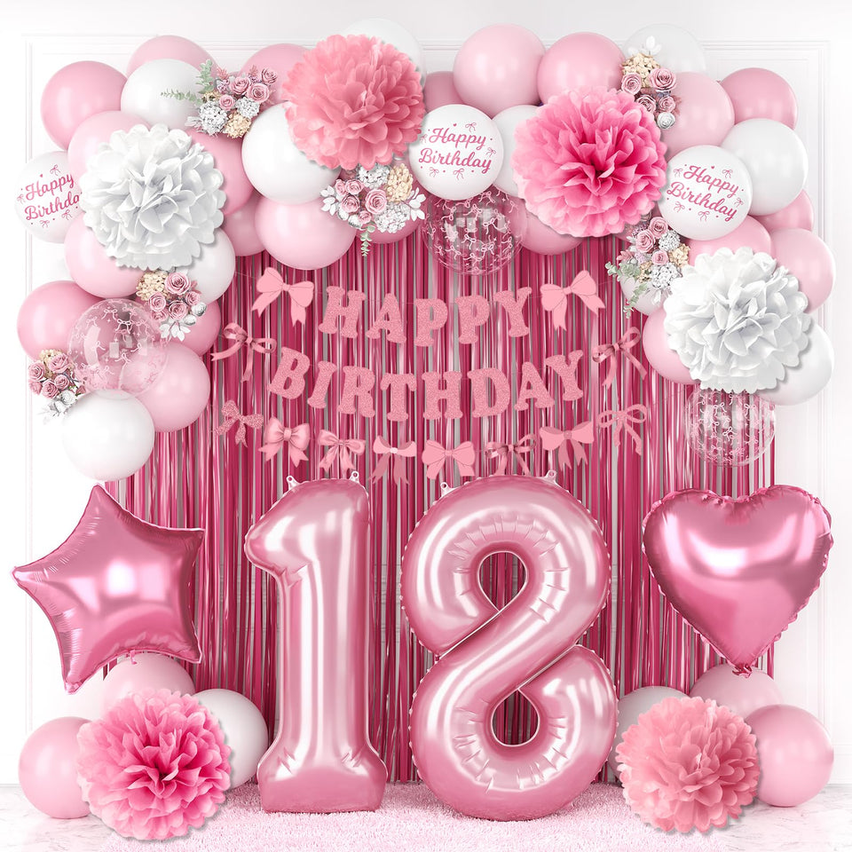 KAINSY pink 18th birthday number balloon for elegant milestone photos.
