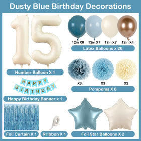 KAINSY dusty blue paper pom poms add depth and charm.