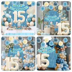 KAINSY dusty blue star foil balloon serves as a focal accent.