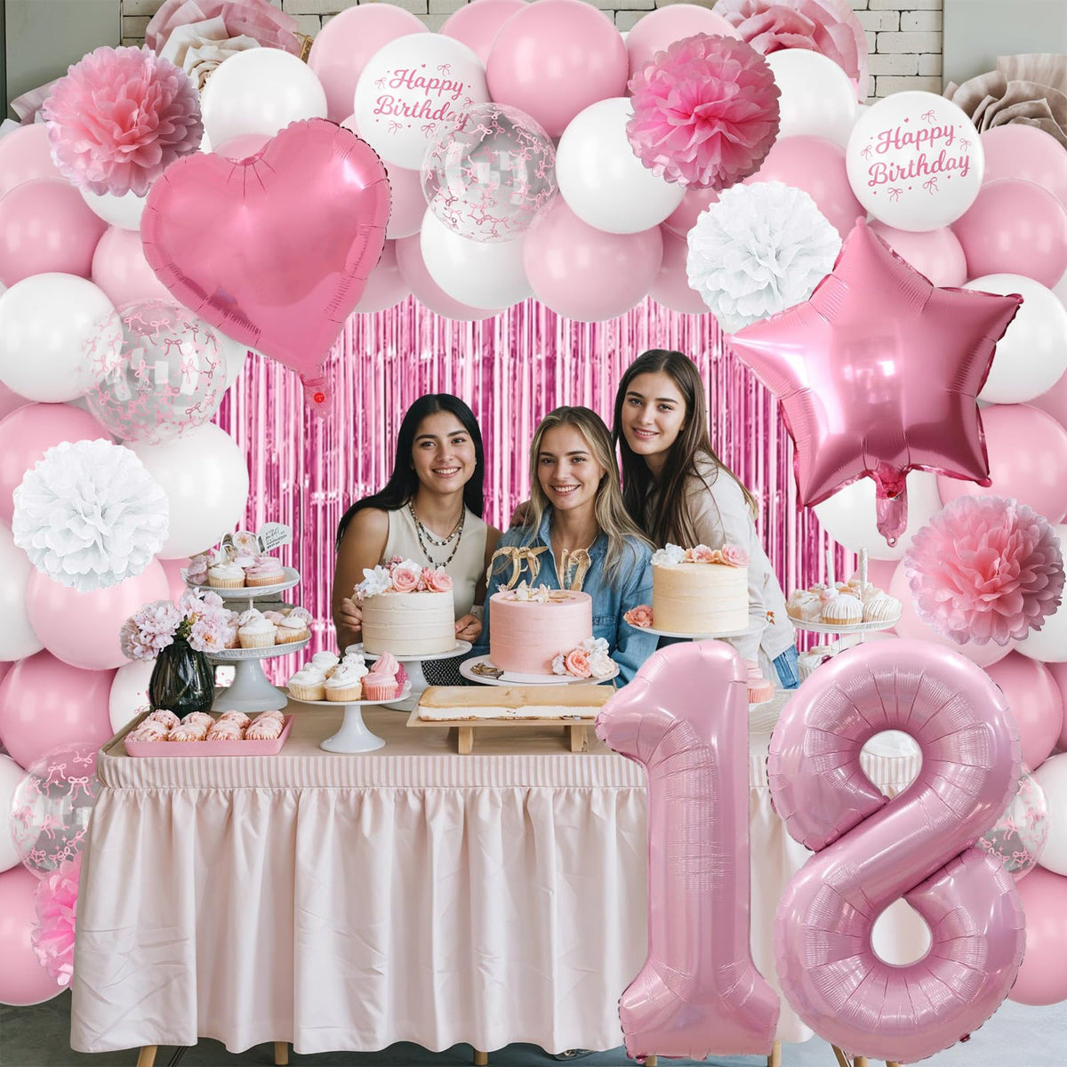 KAINSY light pink paper pom poms add airy charm to the setup.