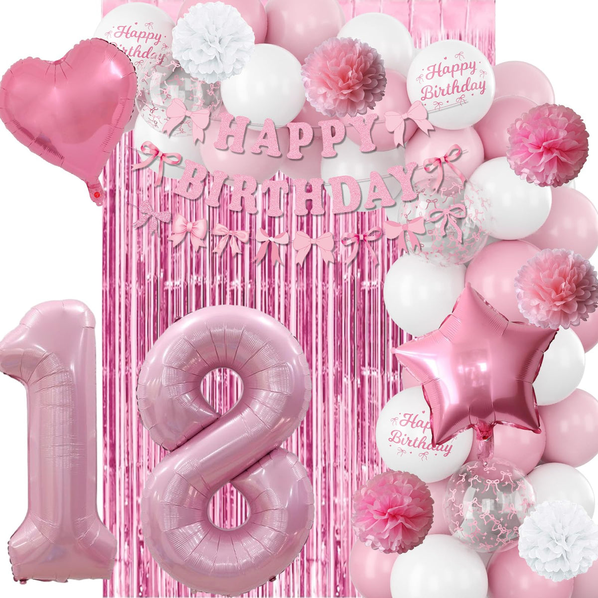 KAINSY light pink star foil balloon adds sparkle to the display.