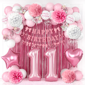 KAINSY pearl pink number 11 balloon enhances milestone photos with a soft, elegant glow.