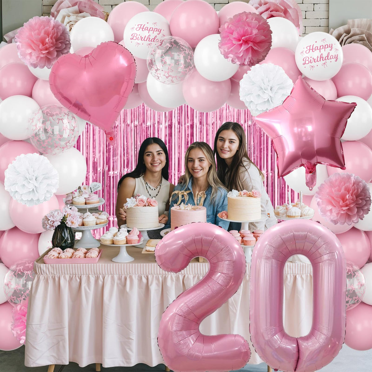 KAINSY pink heart foil balloons spark cute accents.