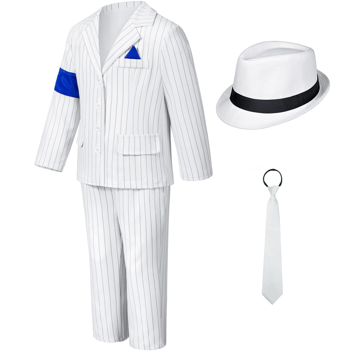 KAIPUTE Dance Star Costume white stripe pants, great for dynamic dance routines.