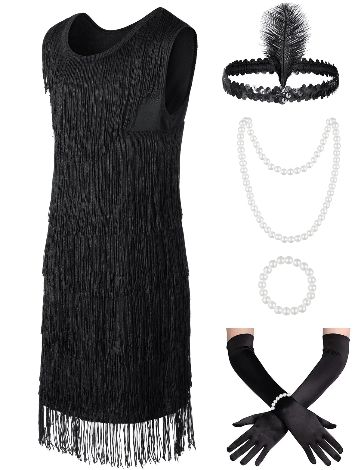KAIPUTE feather headband adds vintage charm to costume.
