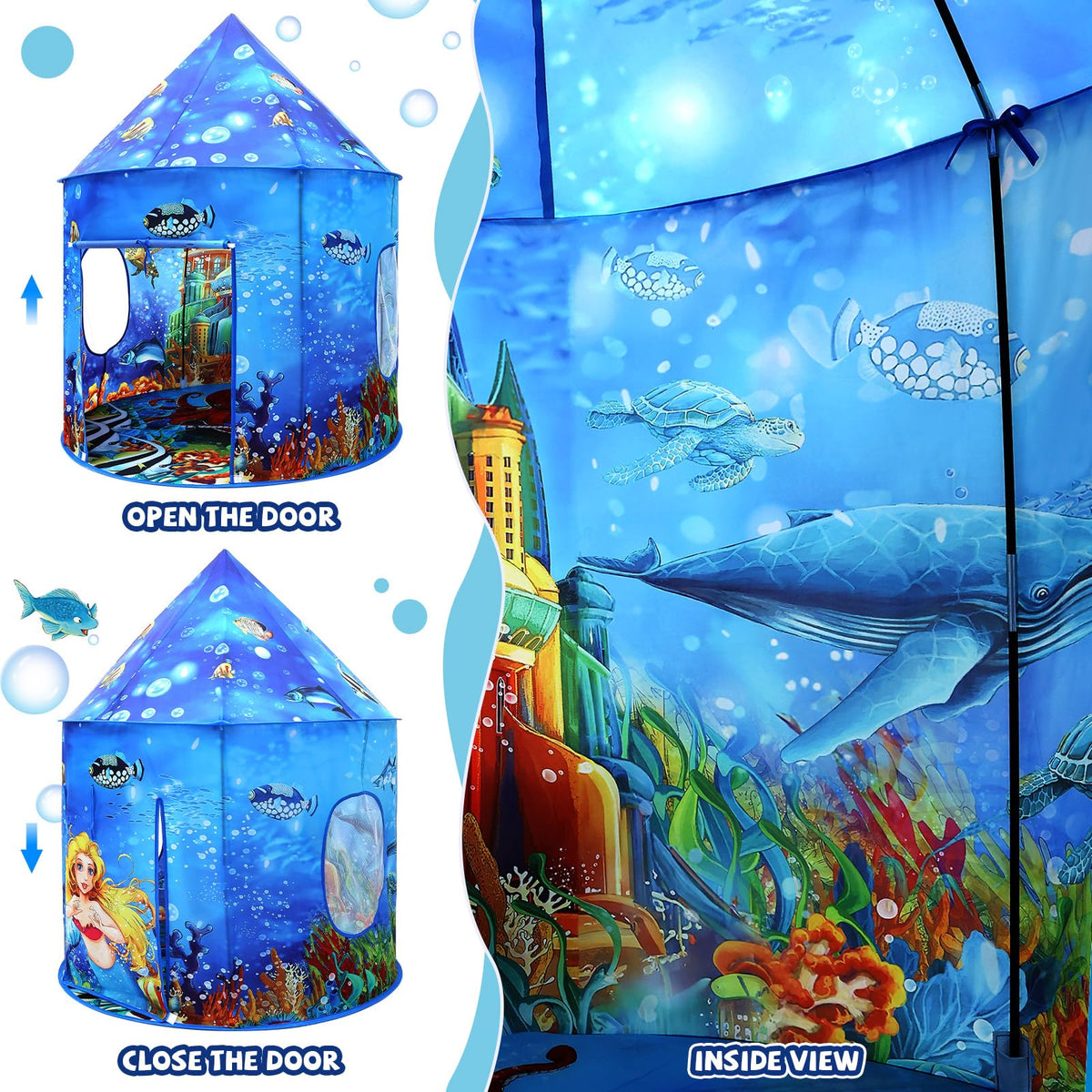 KAIVEE Ocean Kids Tent pop-up setup for quick indoor or outdoor play sessions.