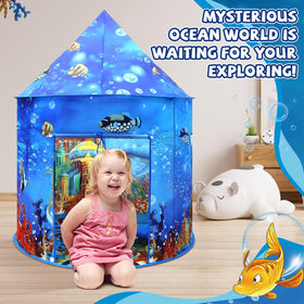 KAIVEE Ocean Kids Tent spacious interior for group pretend adventures.