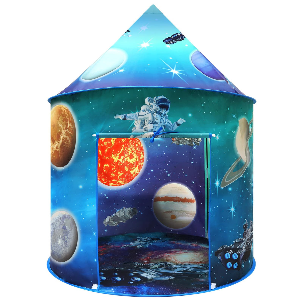 KAIVEE Space World Play Tent pops up quickly for a ready-to-play rocket adventure.