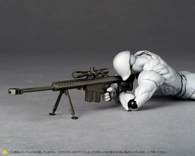 Kaiyodo Revoltech anti-material sniper rifle with bipod for stable posing.