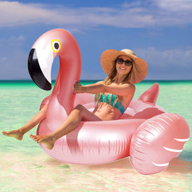 Kakashi giant flamingo pool float deflates for easy storage