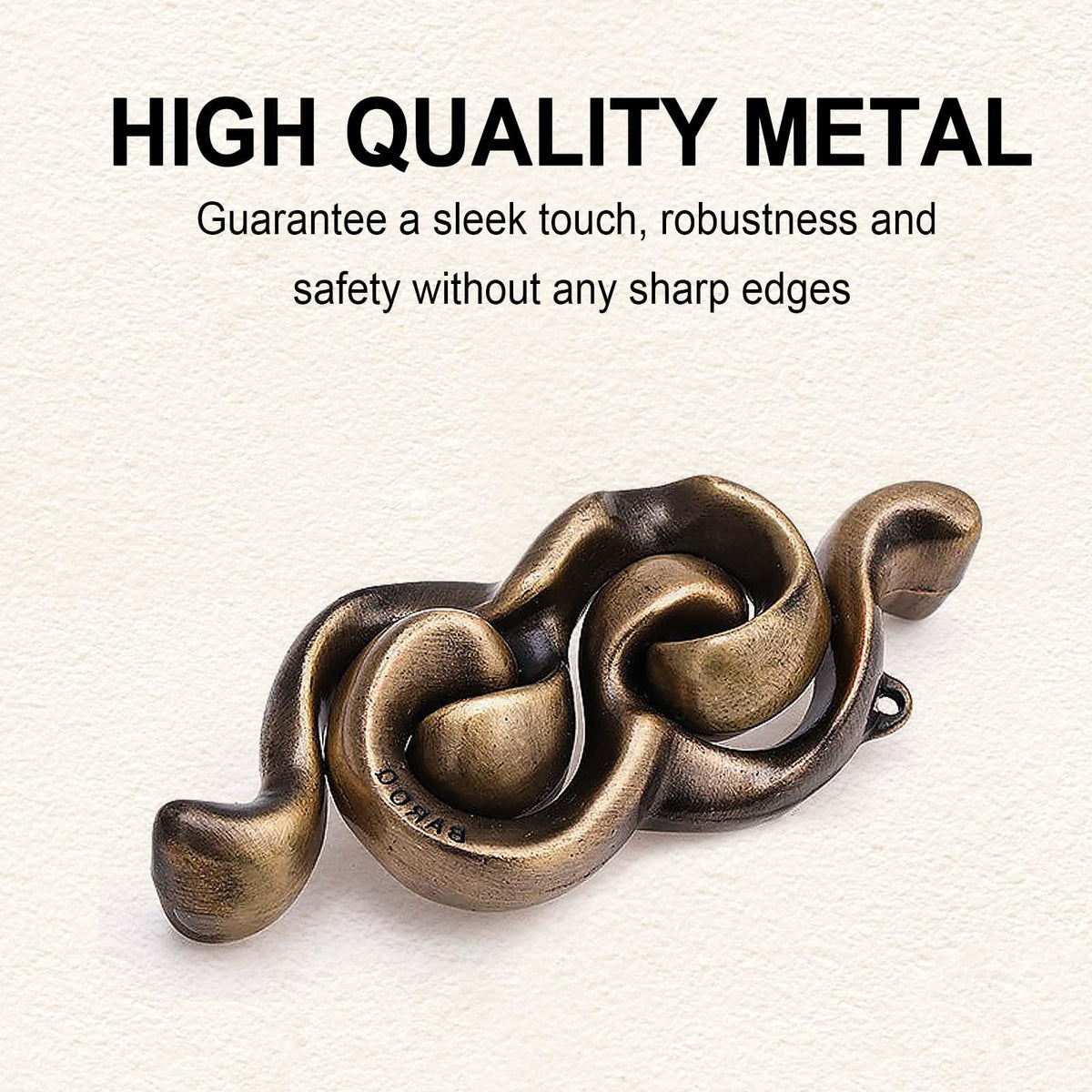 KaKeDuJa metal brain teaser close-up highlighting durable edge-safe design