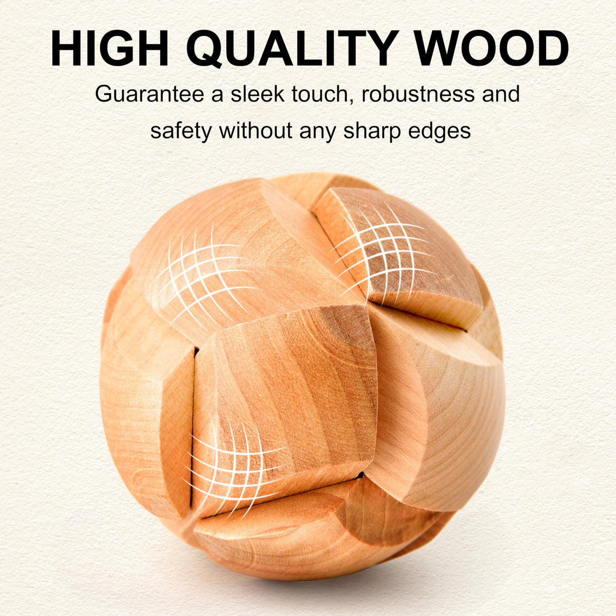 KaKeDuJa close-up wooden puzzle finish showcases safety and smooth edges.