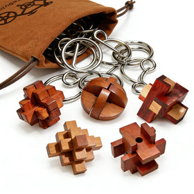 KaKeDuJa wooden brain teaser puzzles six-piece kit for tactile problem solving.