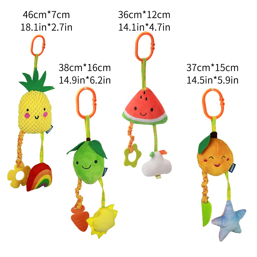 KAKIBLIN baby hanging rattle fruits pack 05: built-in squeaker promotes cause-and-effect play.