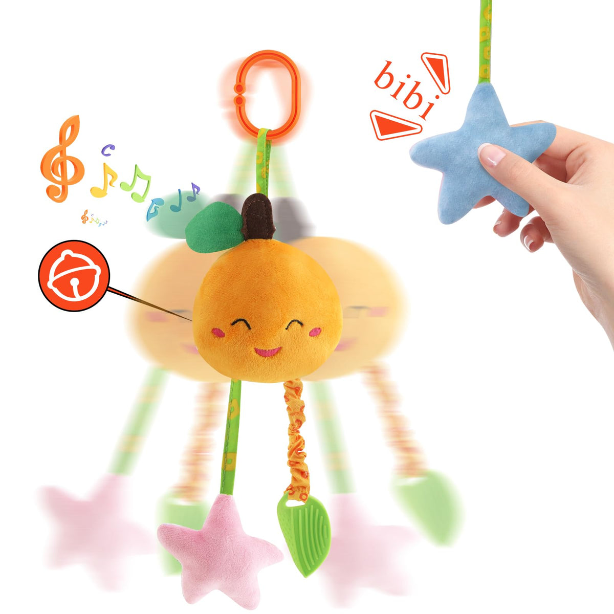 KAKIBLIN baby hanging rattle fruits pack 08: entertaining on-the-go during car trips and walks.