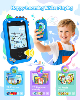 KAKTIN kids smart phone blue dual cameras, encourages creative photo moments