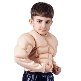KalcyKizz Kids Muscle Suit Yellow – front view for bold dress-up and imaginative play.