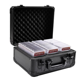 Kaletoo 3ROW graded card storage box front view highlighting the durable aluminum frame