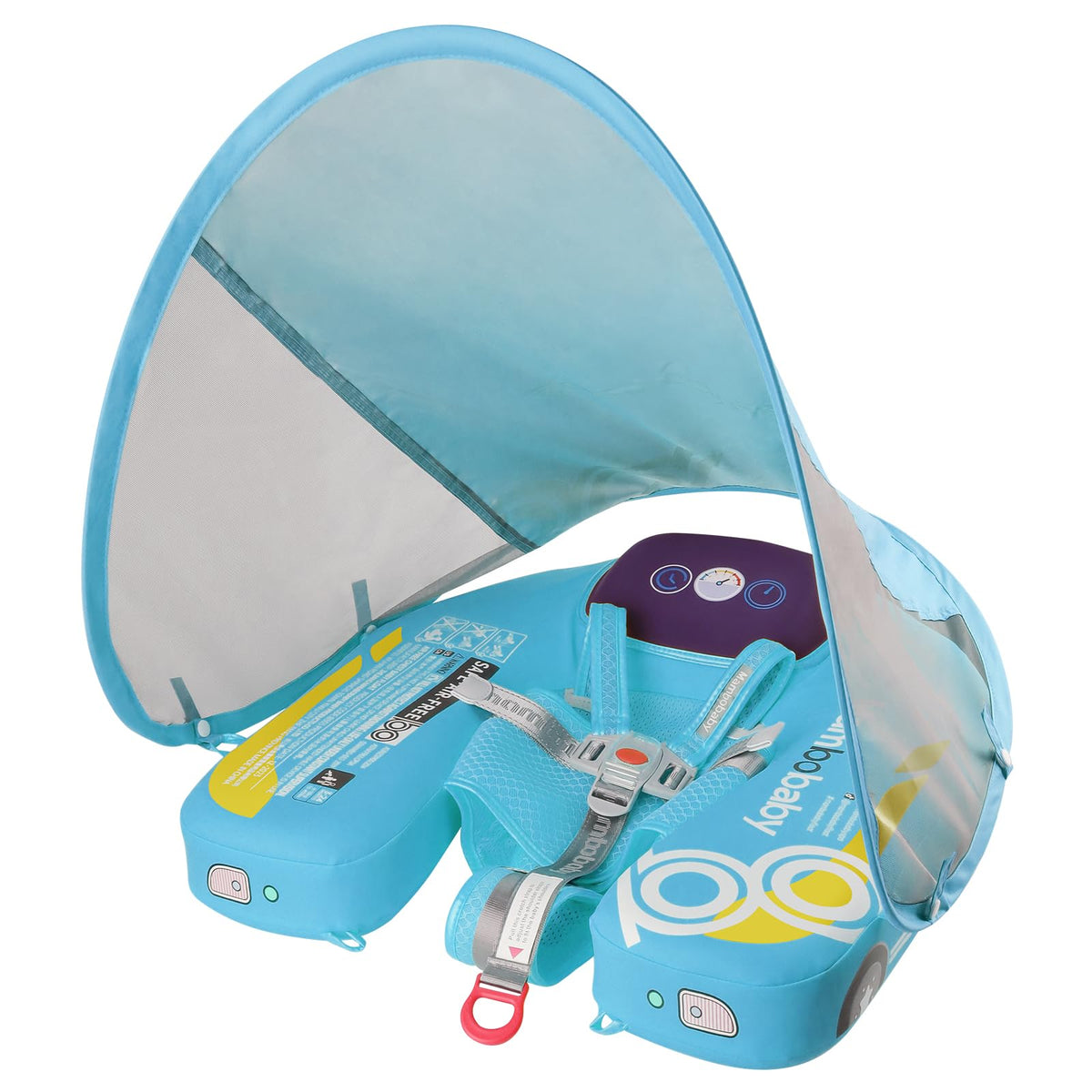 Kalolary Mambobaby baby pool float with canopy offering sun protection during water play